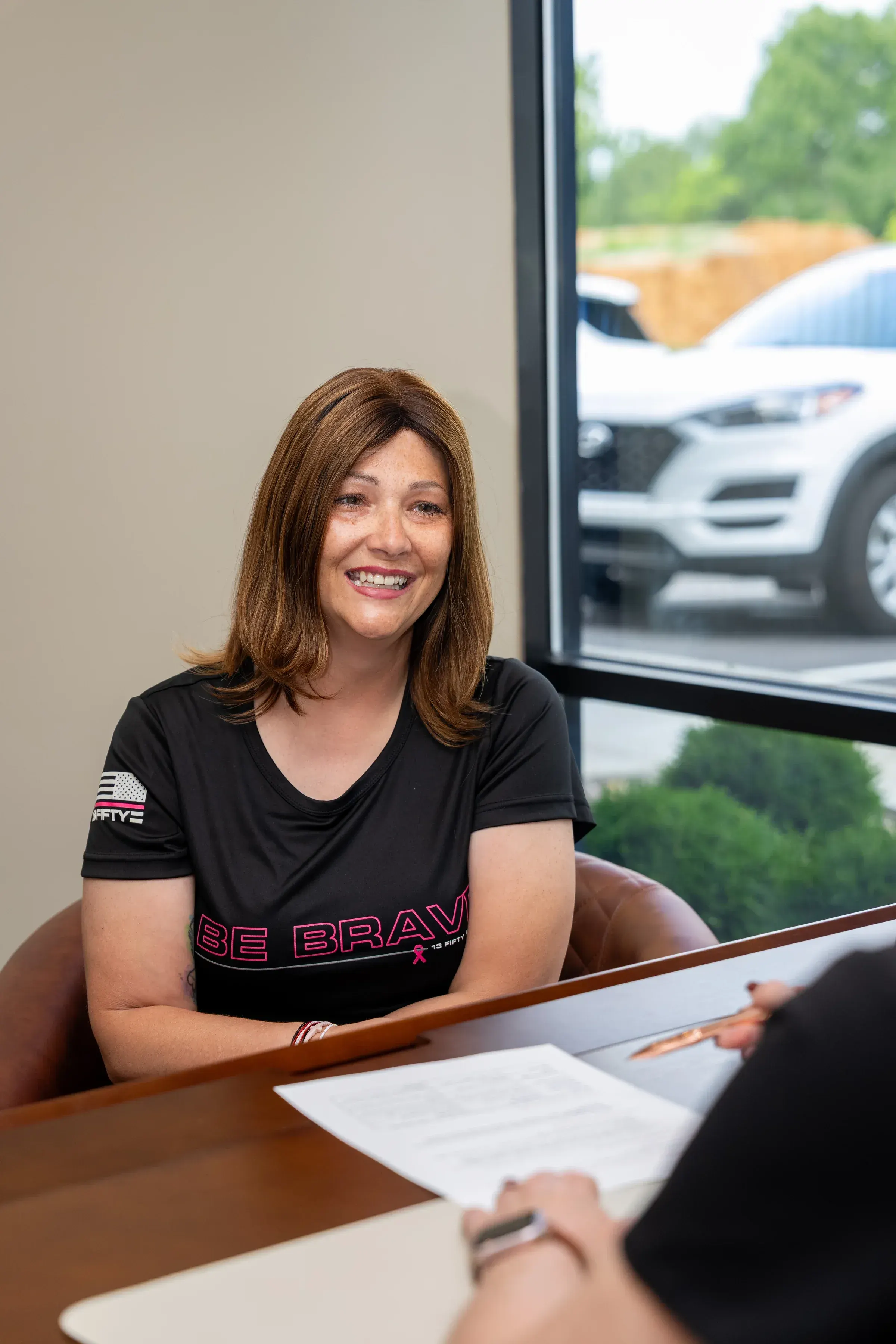 Confident patient considering hormone therapy