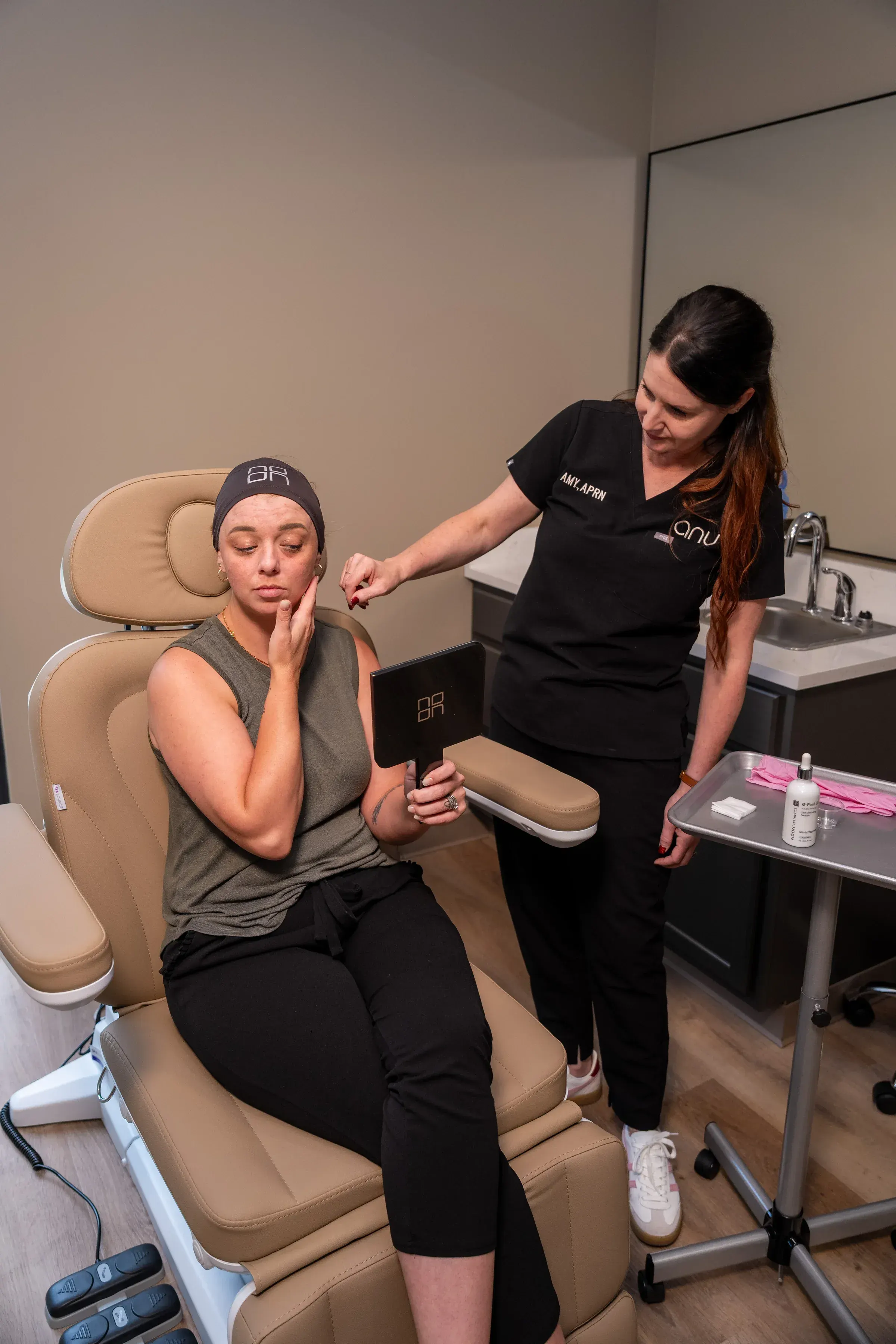 Patient consultation discussing skincare benefits