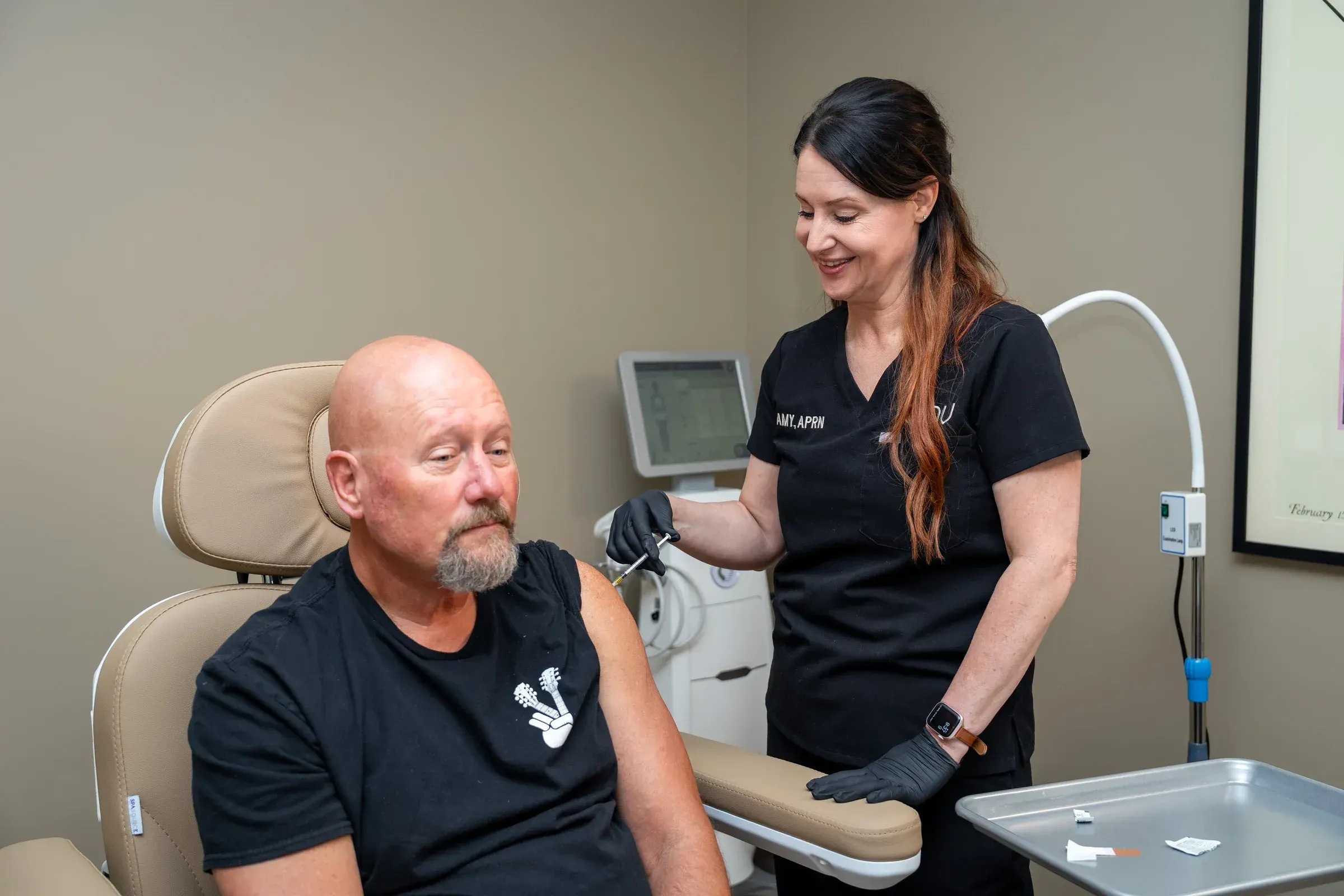 Confident patient considering peptide therapy