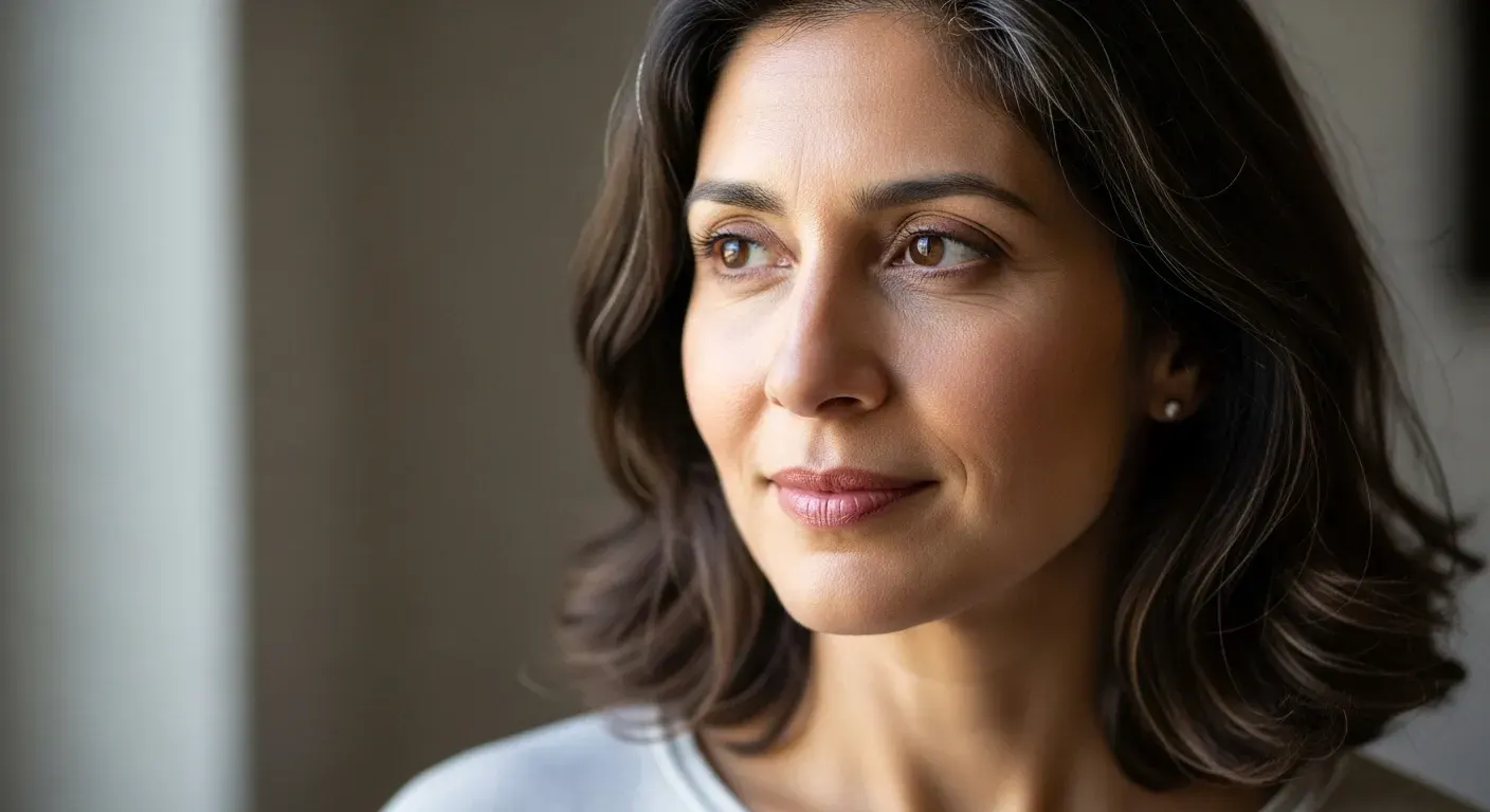 Woman recognizing hormonal imbalance symptoms at Anu Face Mind Body
