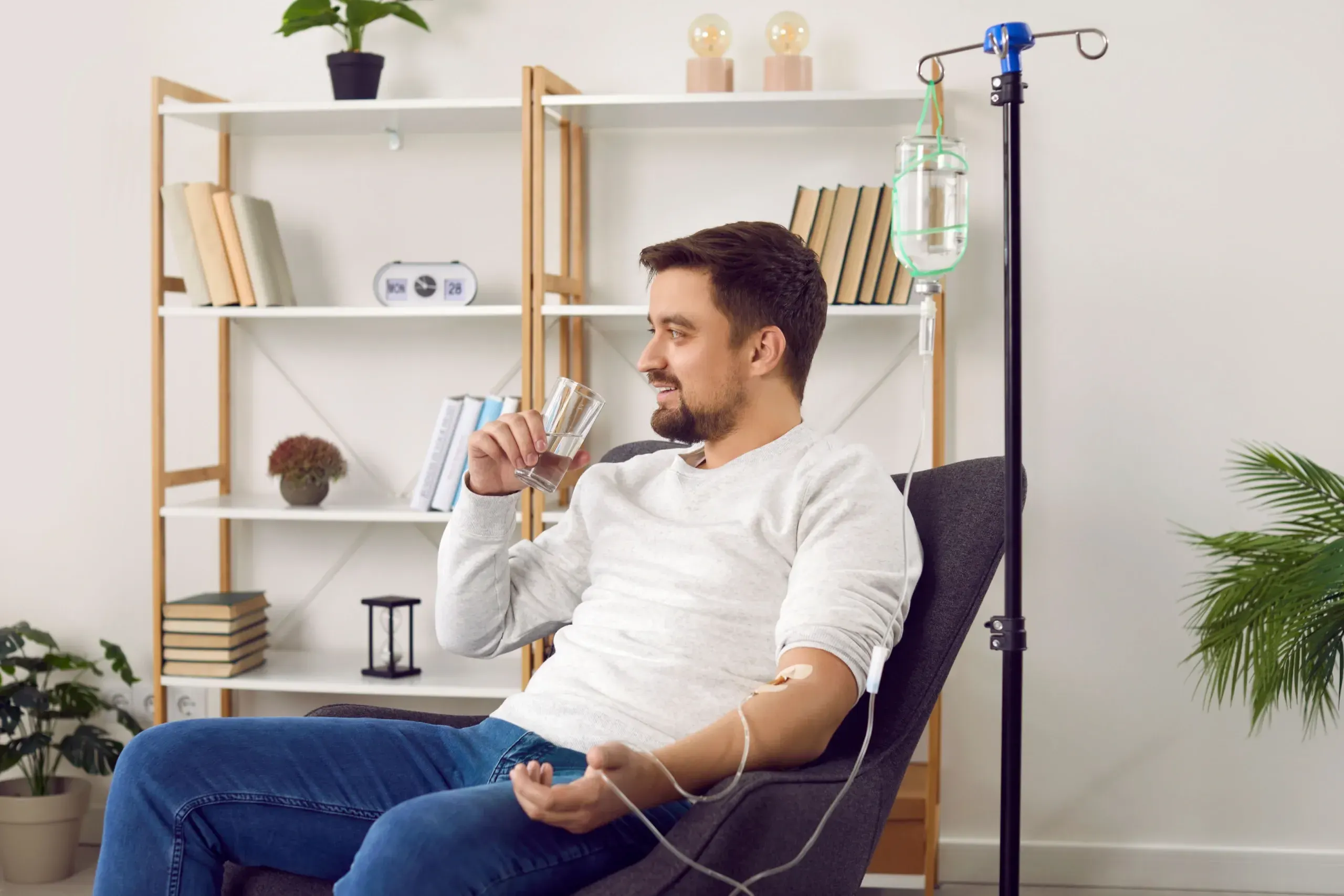 Confident patient considering IV therapy
